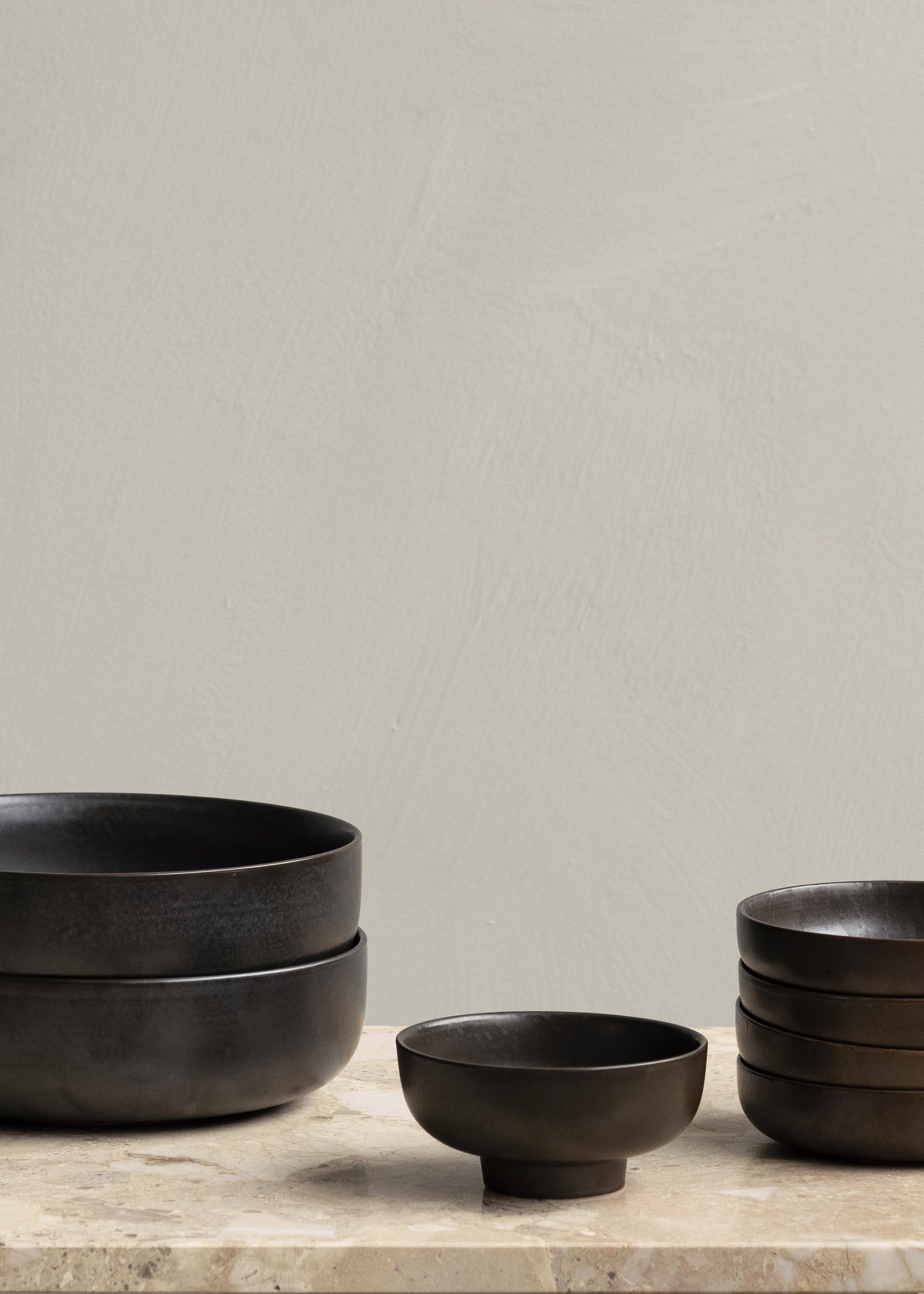 Audo New Norm Schüssel auf Fuß Bowl Servierschale Tonschale Ø12cm dark glazed - 5709262073580