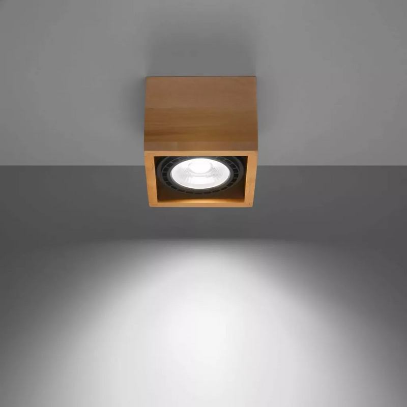 B-Ware Aufbau Deckenspot Solana Deckenlampe Lampe Leuchte Holz Eckig 1flammig Gu10 Ip20 - 5903282711488