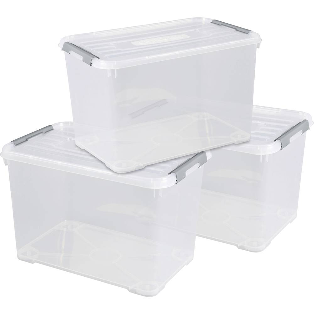 B-Ware Curver 240682 Handy 3er Set Kunststoffbox Kiste Kasten Box Transparent 65 L65 - 3253920284006
