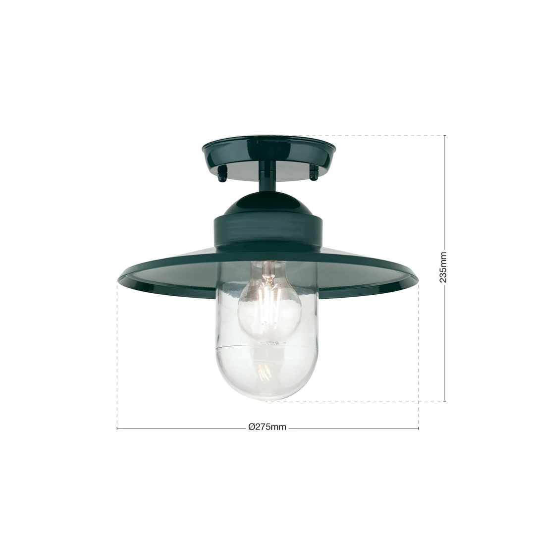Orion Außen Deckenlampe Edward Grün ø 27,5 Cm Aluminium Glas Lampe Leuchte Spot B-Ware - 9003090278367