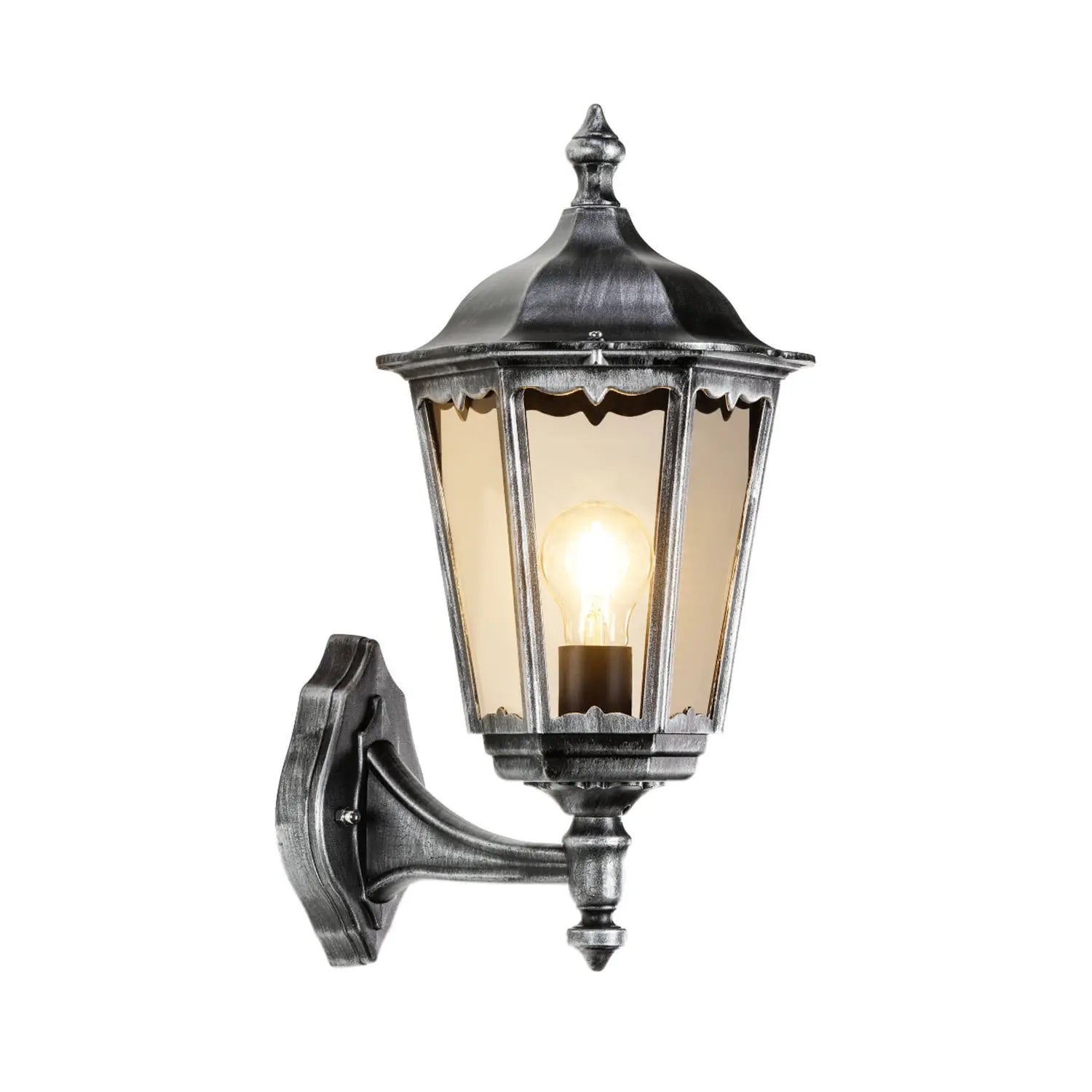 B-Ware Laterne Außenwandlampe Lcd Standlampe Lampe Schwarz Silber Aluminium Glas - 4260277682439