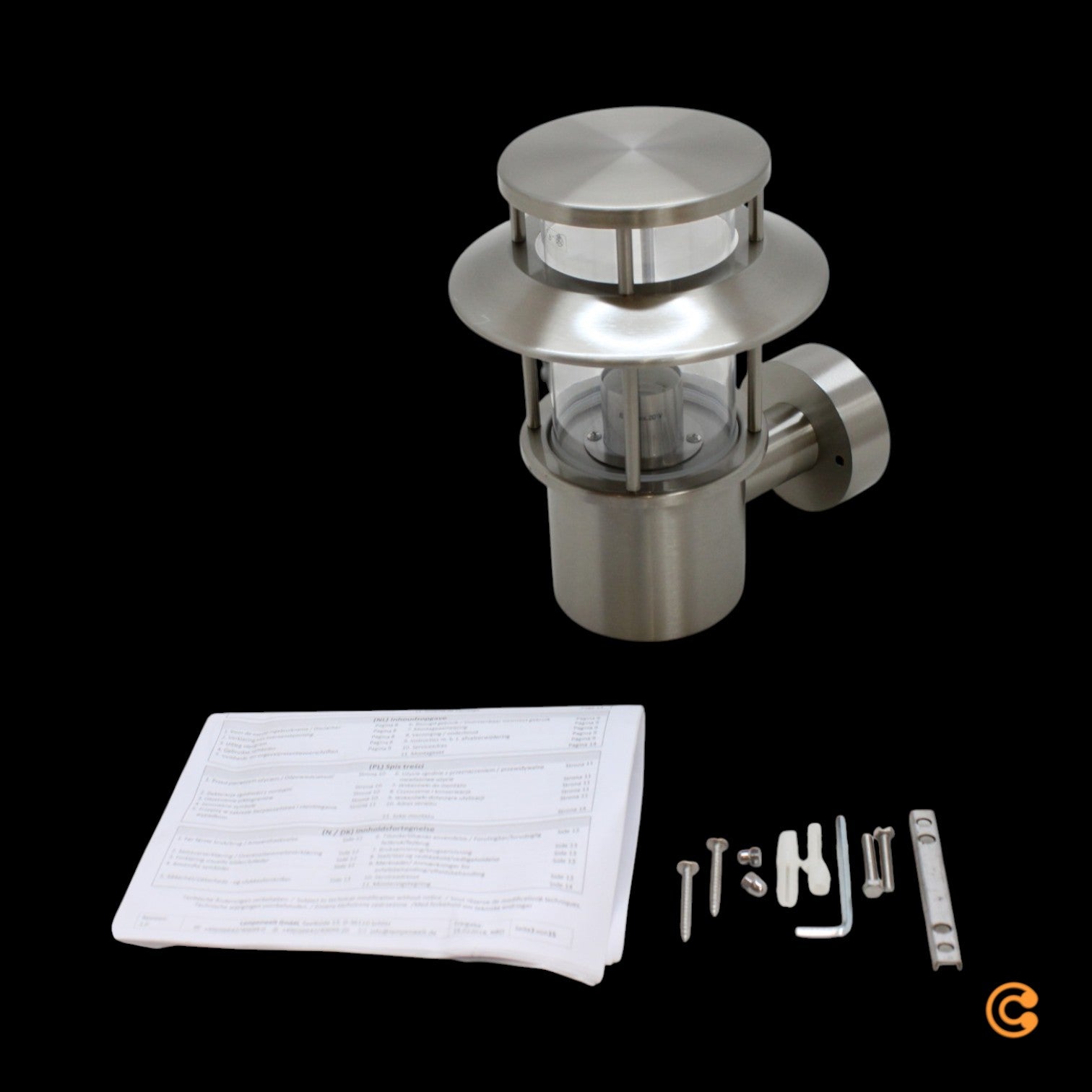 B-Ware Außenwandleuchte Wandlampe Leuchte Ludovica Edelstahl Glas Silber E27 Led Ip54 - 4251096549522