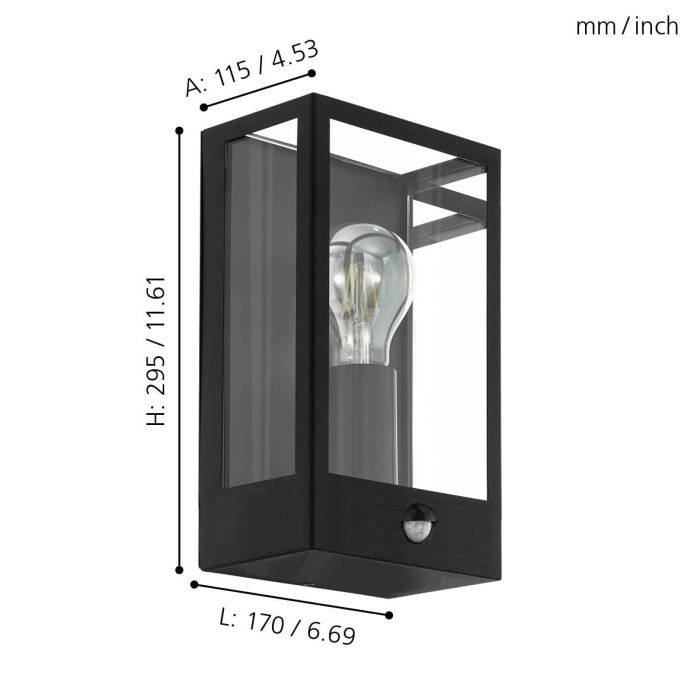 EGLO Außenwandleuchte Alamonte Wandleuchte Wandlampe Lampe Leuchte E27 Sensor - 9002759995874