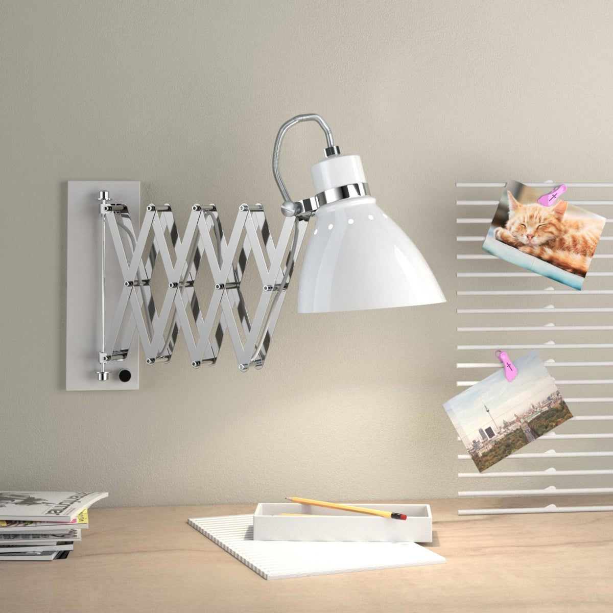 Steinhauer Ausziehbare Metall-Wandleuchte Wandleuchte Lampe Leuchte Kordian weiß - 8712746068696