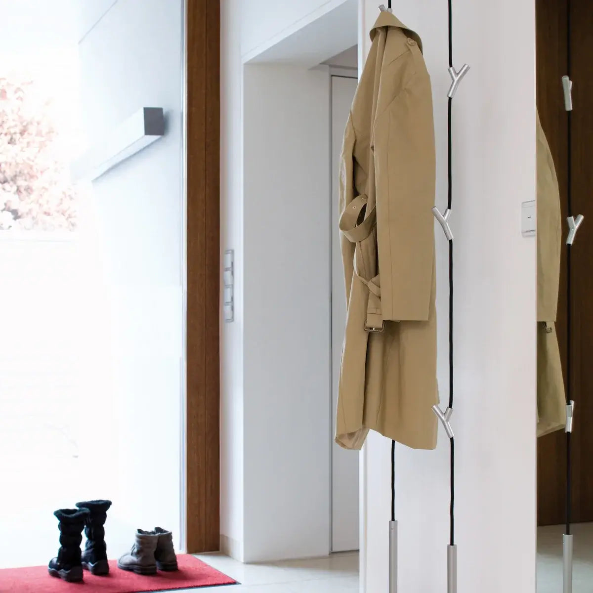 B-Ware Authentics Garderobe Wandgarderobe Flurgarderobe Grau Seil Haken Polyamid