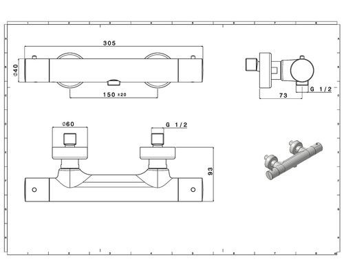 B-Ware Avital Thermostat Duscharmatur Selena Duschgarnitur Mischbatterie Matt Schwarz - 4306517431969