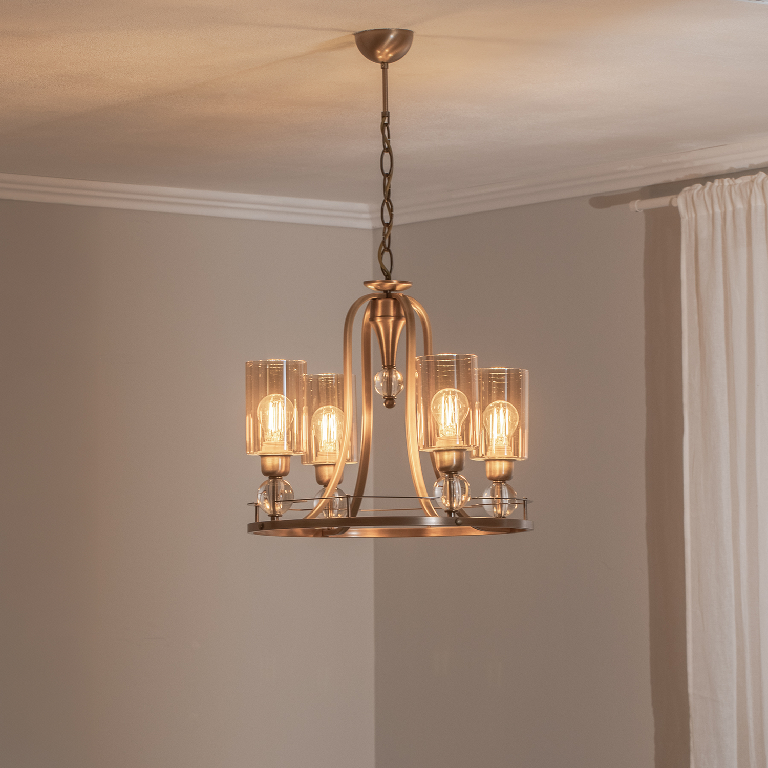 Avonni Jadina Kronleuchter Deckenleuchte Lampe Gold Antik 4flg ø50cm Metall Glas B-Ware - 8698957120470