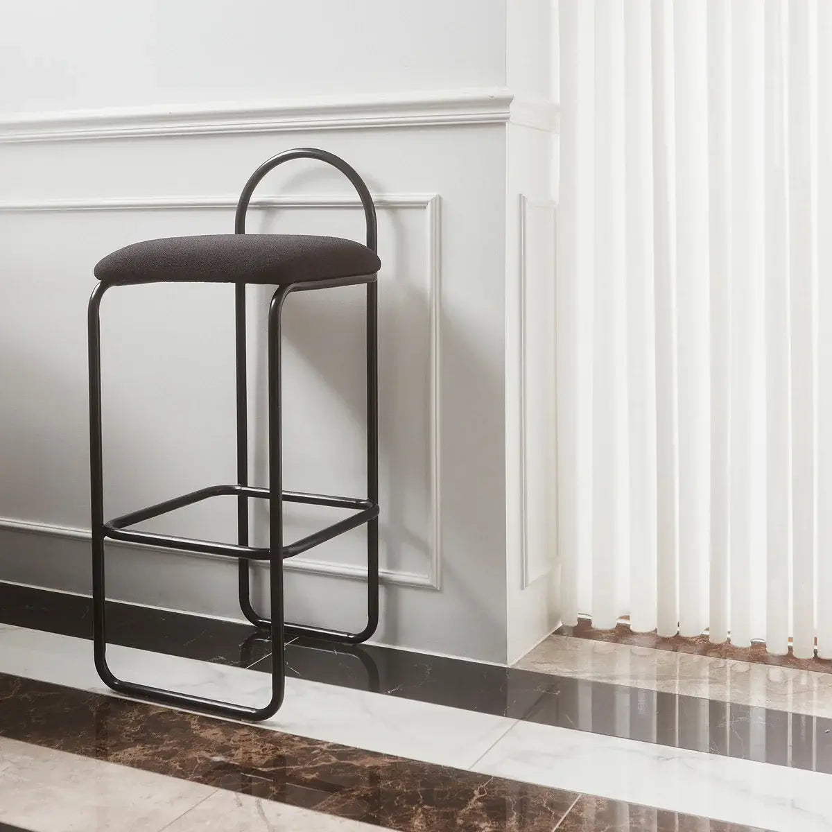 B-Ware Aytm Angui Barhocker Hocker Barstuhl Anthrazit Rückenlehne Fußstütze Gepolstert - 5704444088949