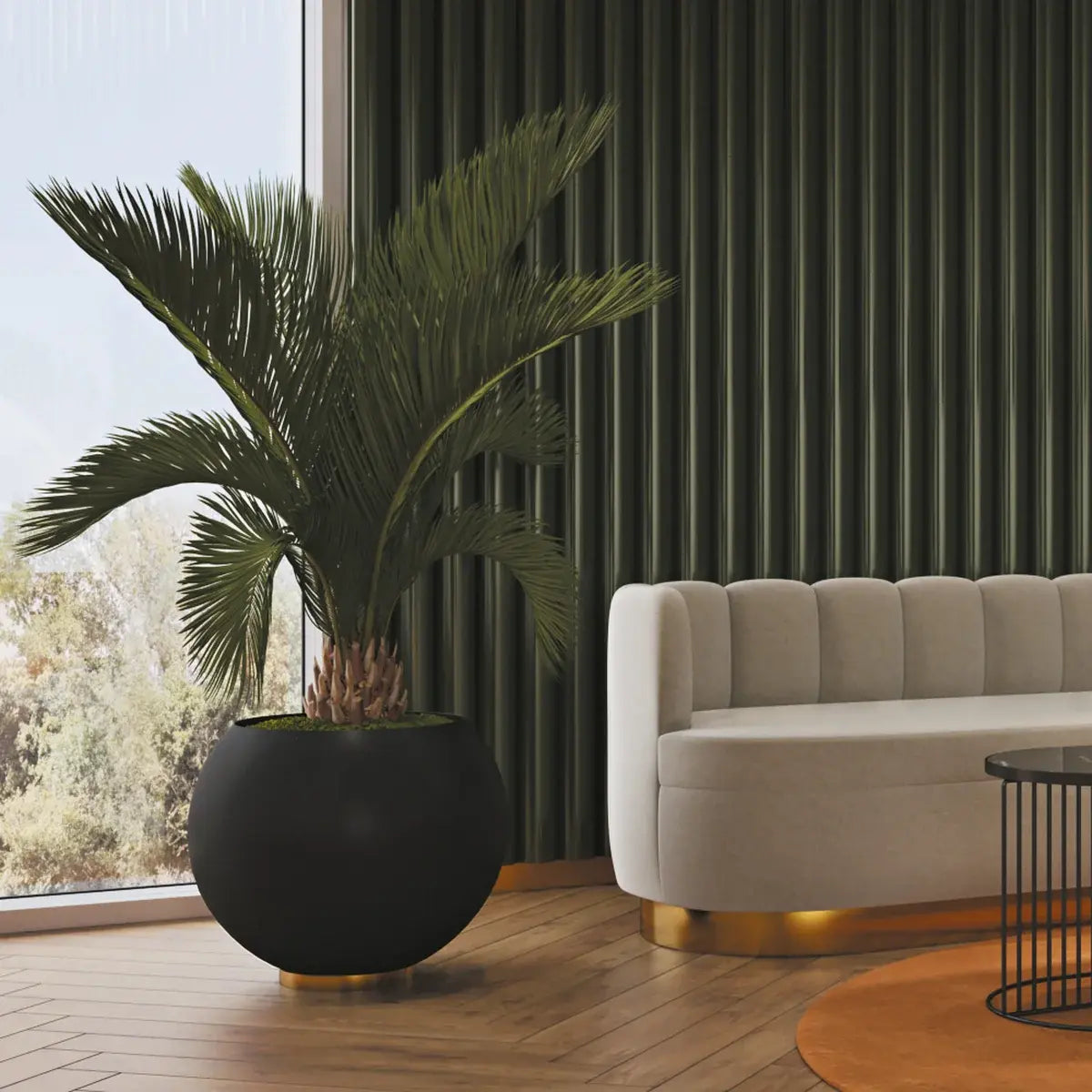 B-Ware Aytm Blumentopf Pflanzgefäß Globe Schwarz Aluminium Edelstahl Rund 37x32 Cm - 5704444093301