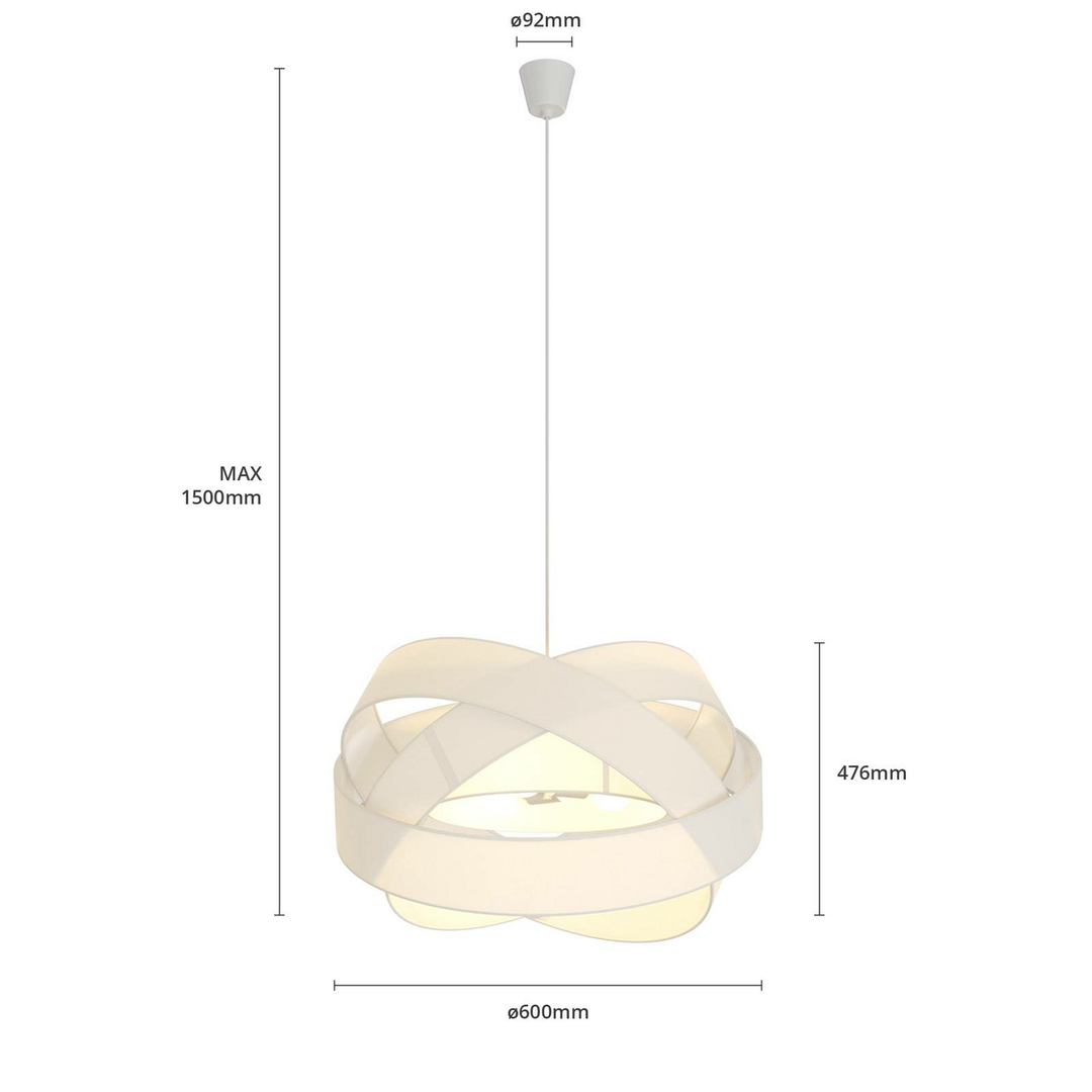 Lindby Simaria Stoff-Pendelleuchte Hängeleuchte Deckenleuchte Leuchte E27 weiß