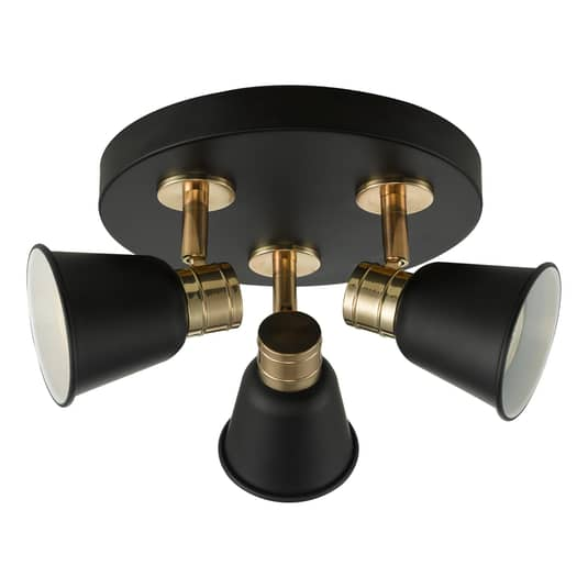 Där Deckenspot Fry Rondell Deckenlampe Deckenlicht Gu10 Dreiflammig Schwarz Gold B-Ware - 5035128587541