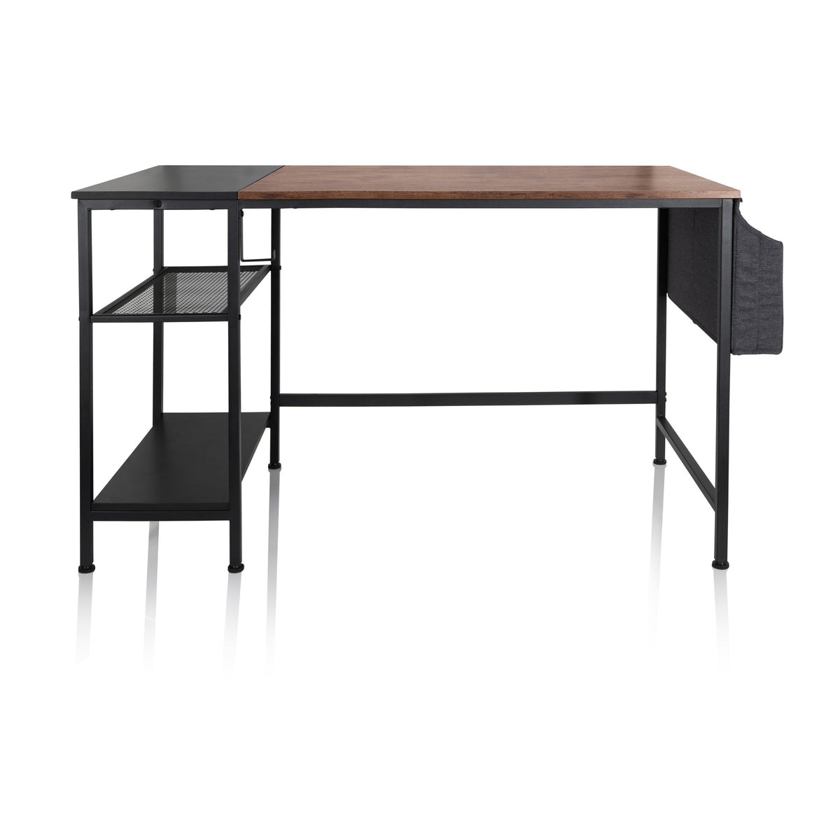 hjh OFFICE Schreibtisch Tisch WORKSPACE 120x60 cm Seitenregal schwarz braun - 4064323013648