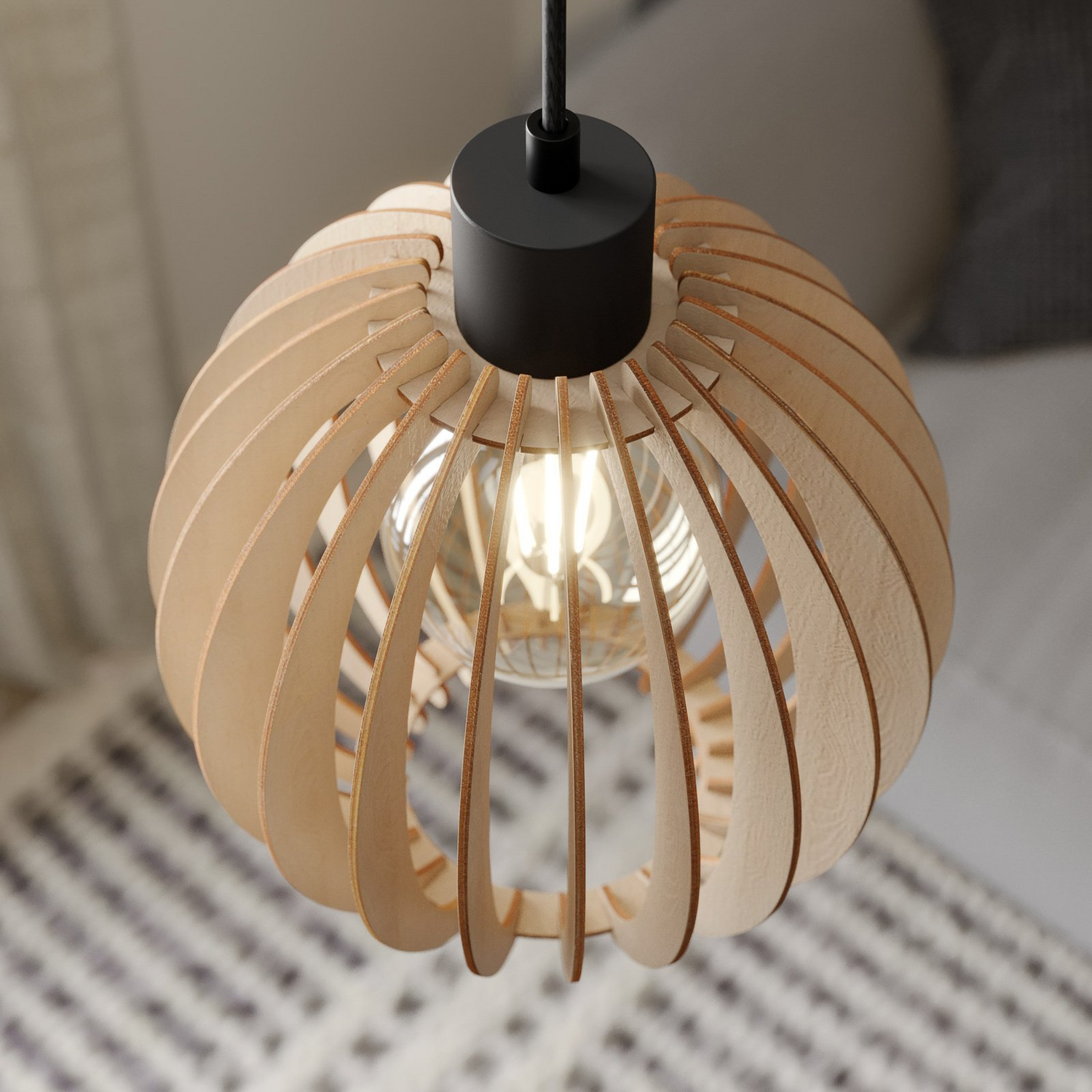 B-Ware Envostar Clay Hängeleuchte Birkensperrholz ø 23 Cm Deckenlampe Pendelleuchte E27