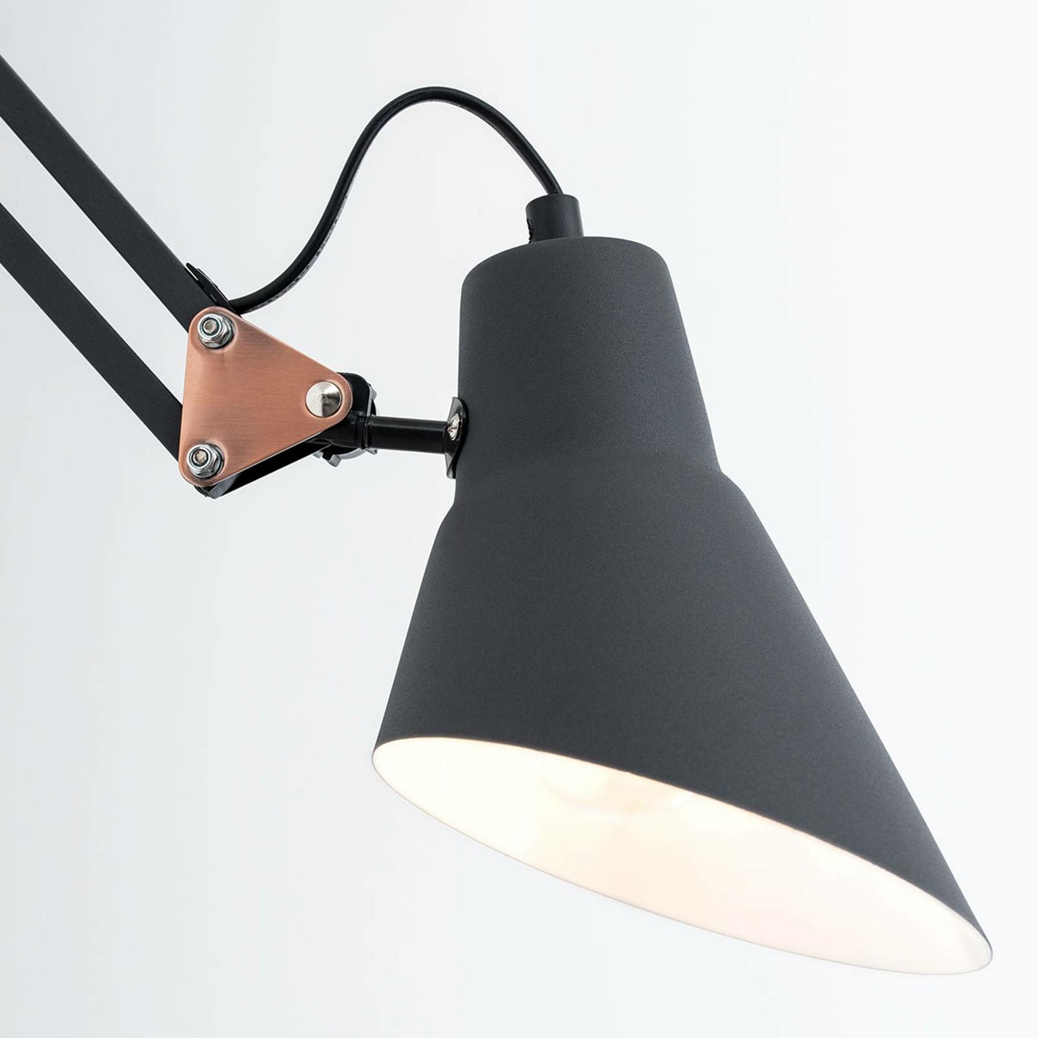 B-Ware Wandleuchte Bachelor Federzug Wandleuchte Lampe Leuchte E27 Schwarz Matt Kupfer