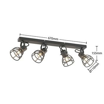 Lindby Flintos Käfig-Strahler Deckenlampe Deckenlicht Leuchte 4-flammig schwarz