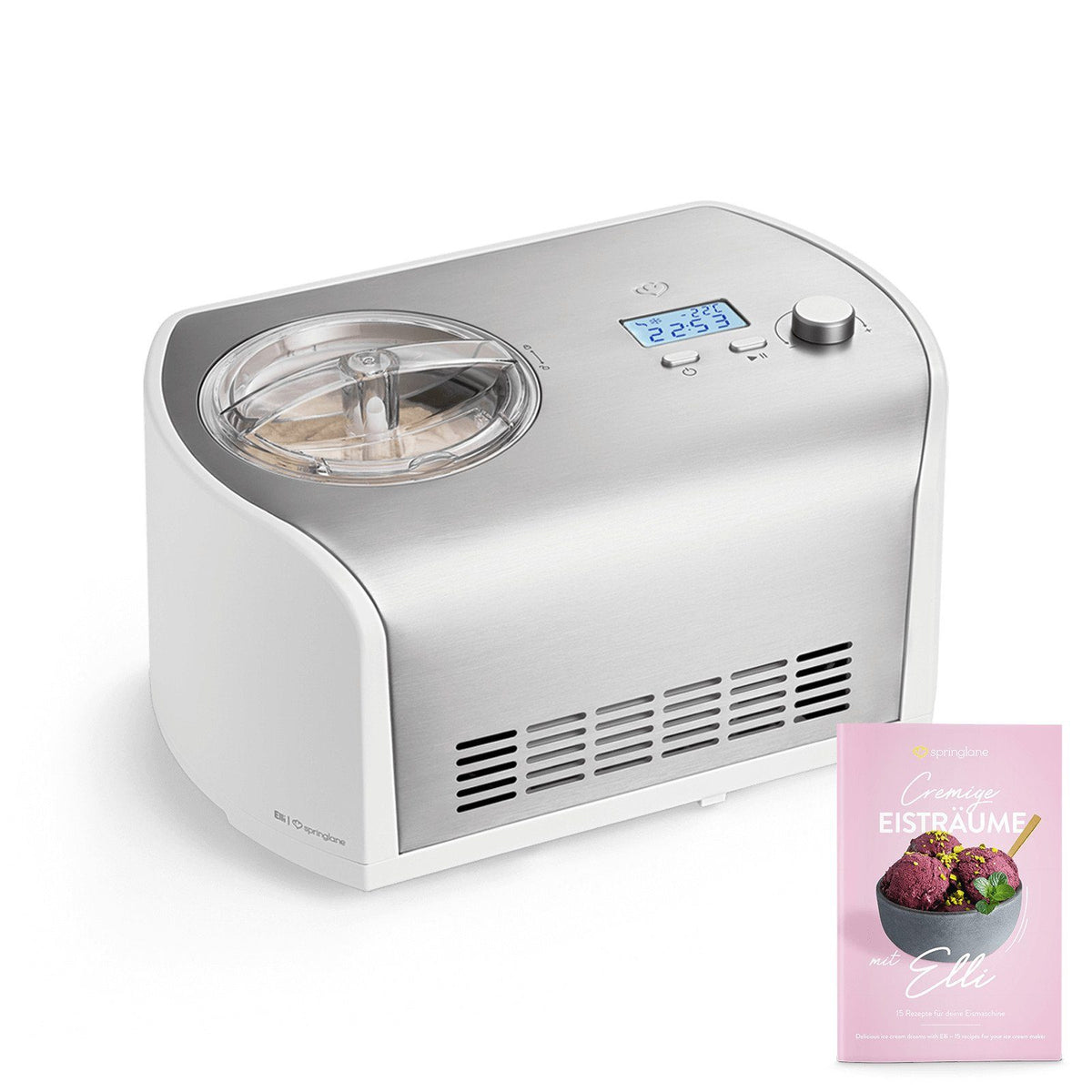 Springlane Eismaschine Elli Kompressor 1,2 l Edelstahl Eiscremebereiter 1356938 - 4056499027796