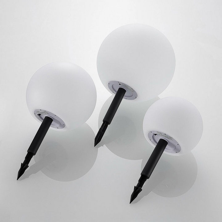 Lindby Lago LED-Solarlampen RGBW Lampe Gartenleuchte Leuchte 3er-Set Kugeln 95