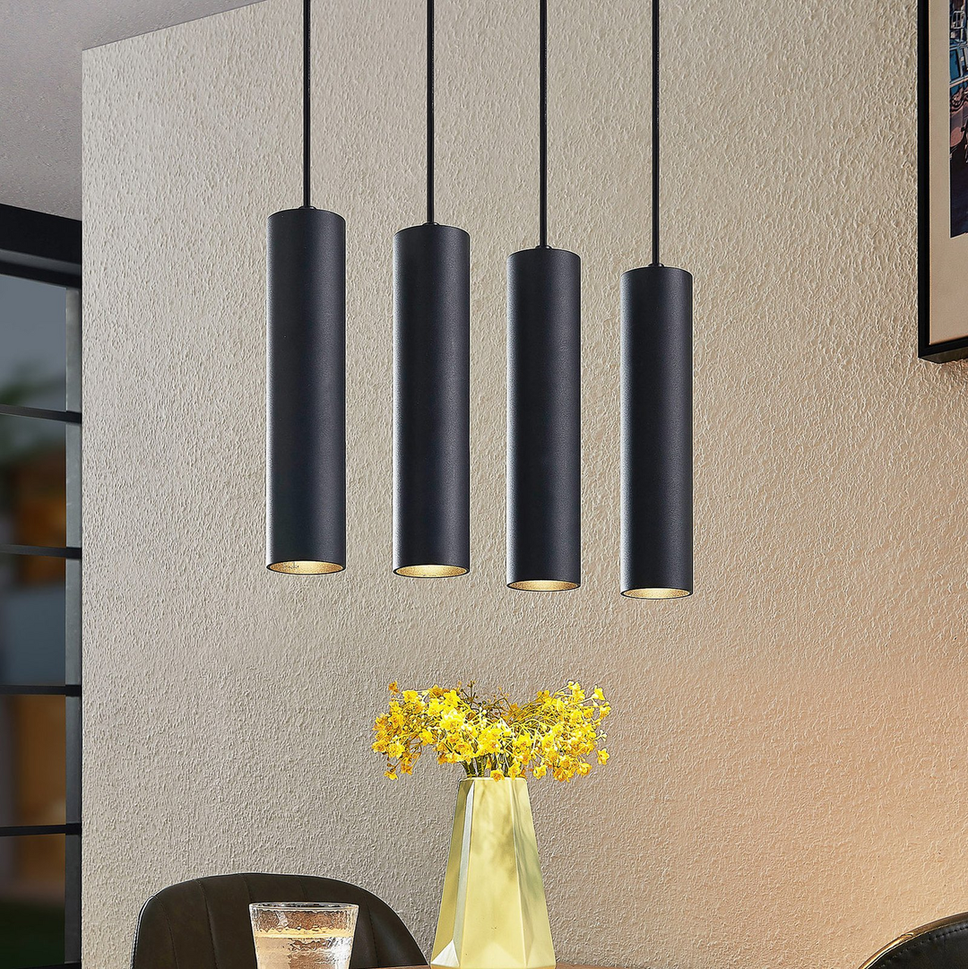 Prios Neliyah Hängeleuchte Deckenlampe Pendelleuchte Gu10 Rund Schwarz 4 Flg B-Ware - 4251911711608