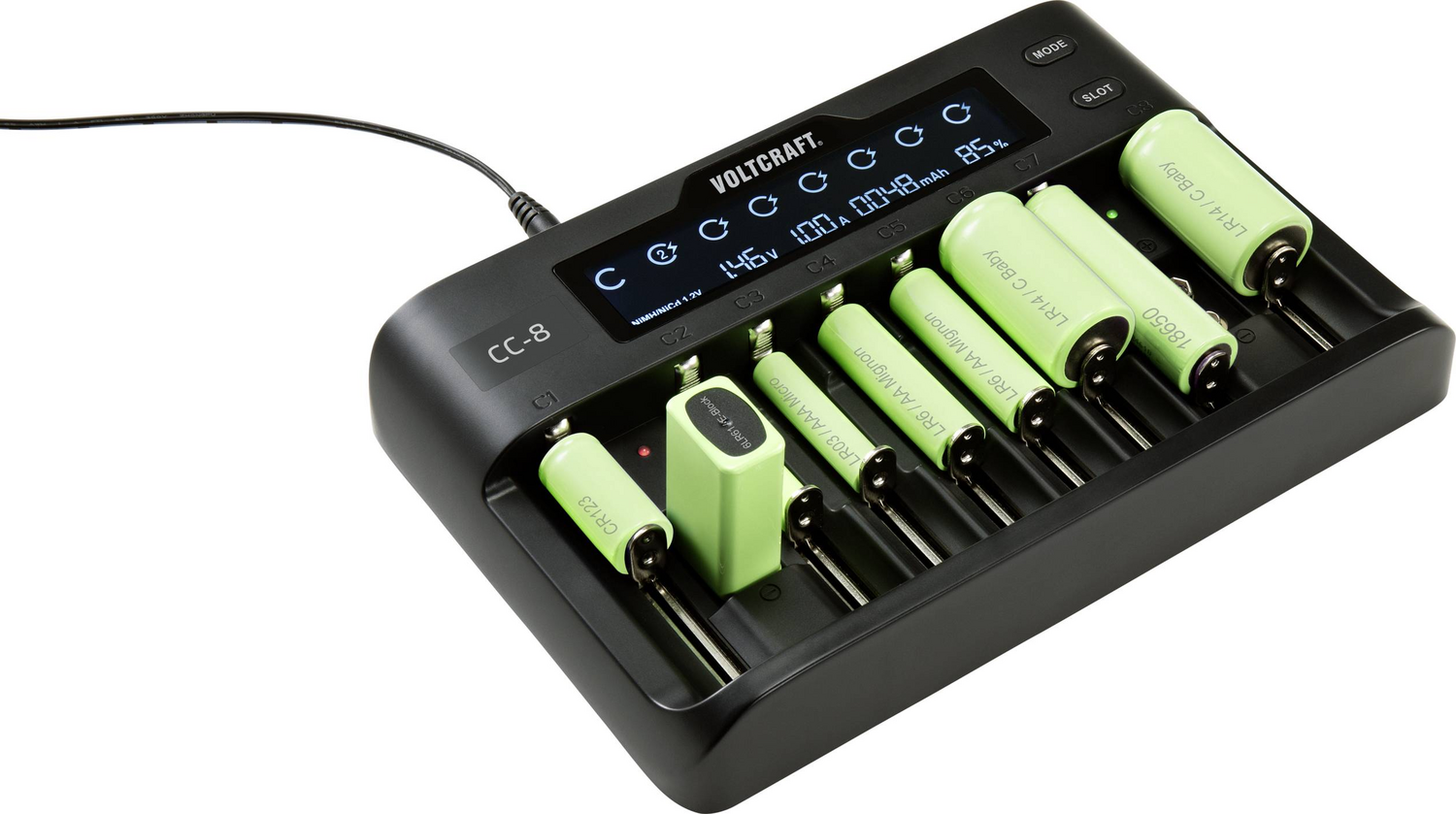 B-Ware Voltcraft Cc 8 Rundzellen Ladegerät Li Ion Li Fe Po Ni Mh Ni Cd A Mignon Micro M894