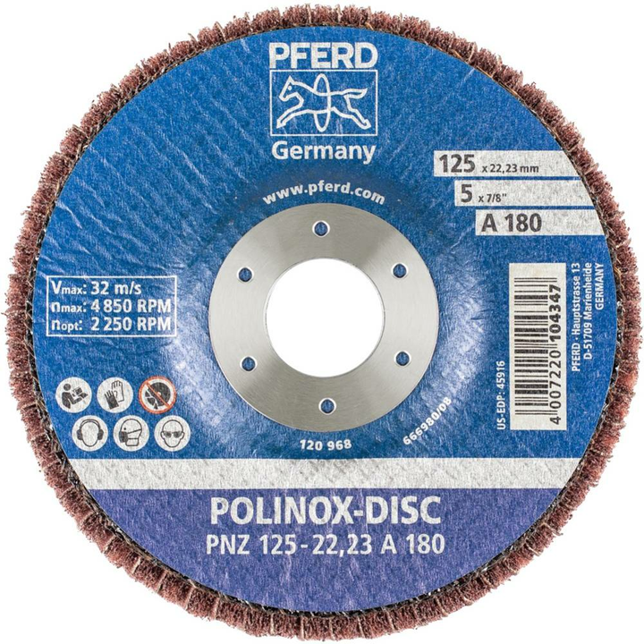 PFERD 44692267 POLINOX Vlies-Schleifdisc PNZ Ø 125 mm Bohrung-Ø 22,23 mm