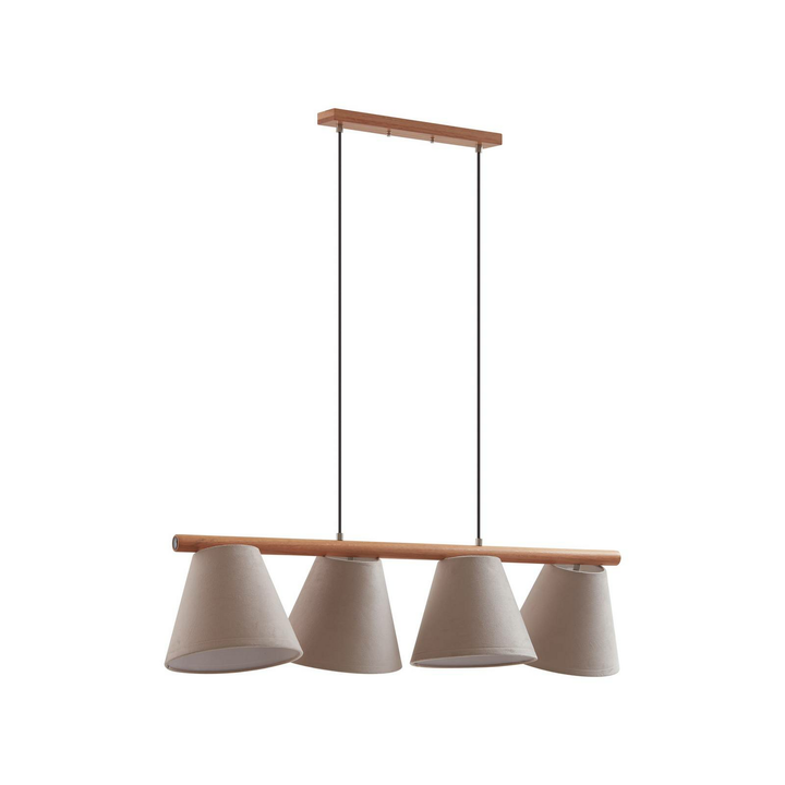 Lucande Jinda Hängeleuchte Hängelampe Deckenlampe Leuchte Lampe Holz Samt Grau B-Ware - 9628534