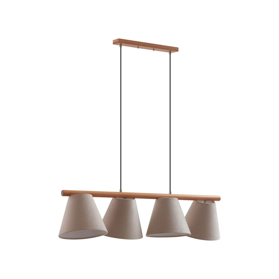 Lucande Jinda Hängeleuchte Hängelampe Deckenlampe Leuchte Lampe Holz Samt Grau B-Ware - 9628534