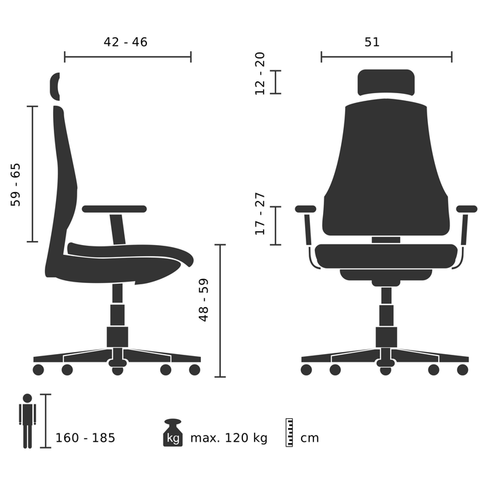 hjh OFFICE 1 Bürostuhl Chefsessel ERGOHUMAN I Netzstoff hellgrau Büromöbel Möbel