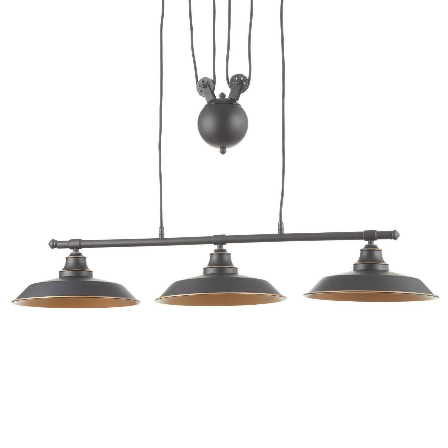 Suspension Westinghouse Iron Hill, 3 ampoules E27, noire