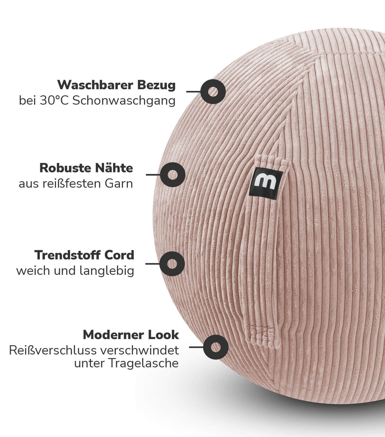 mokebo Stoff Sitzball Büro ergonomisch 'Der Sportliche', Sitzball mit Pumpe