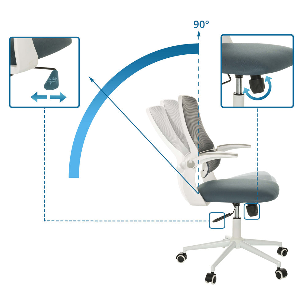 hjh OFFICE Bürostuhl Drehstuhl MIKO W ECO Netz Stoff grau Stuhl Büromöbel Möbel - 4064323037897