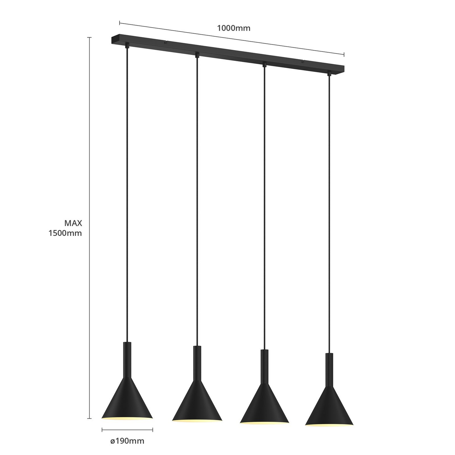 Arcchio Tadej Pendelleuchte Hängeleuchte Lampe Leuchte 4 Flammig Schwarz Weiß497 B-Ware - 4251096576306
