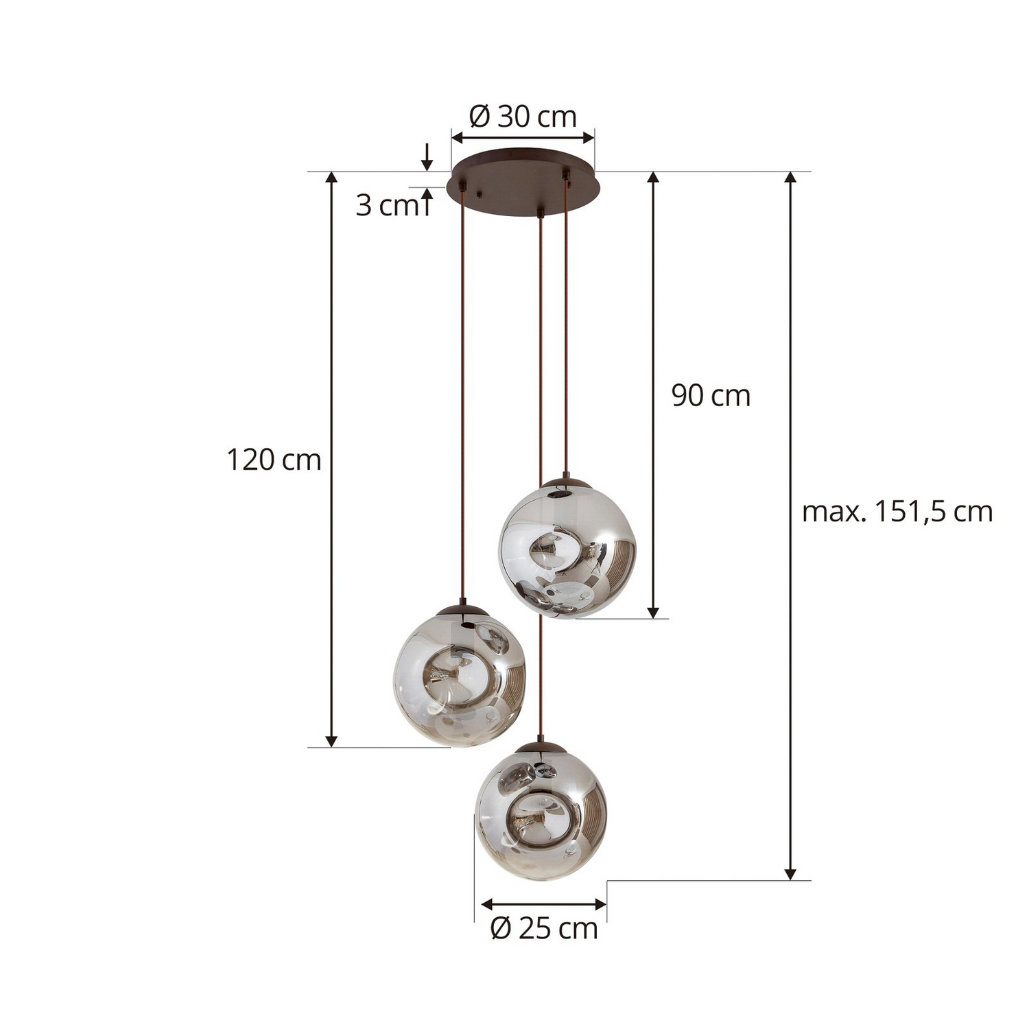Lindby Hängeleuchte Valentina E27 ø 49cm Rauchgrau Glas Hängelampe Lampe Leuc72 B-Ware - 4251911774719