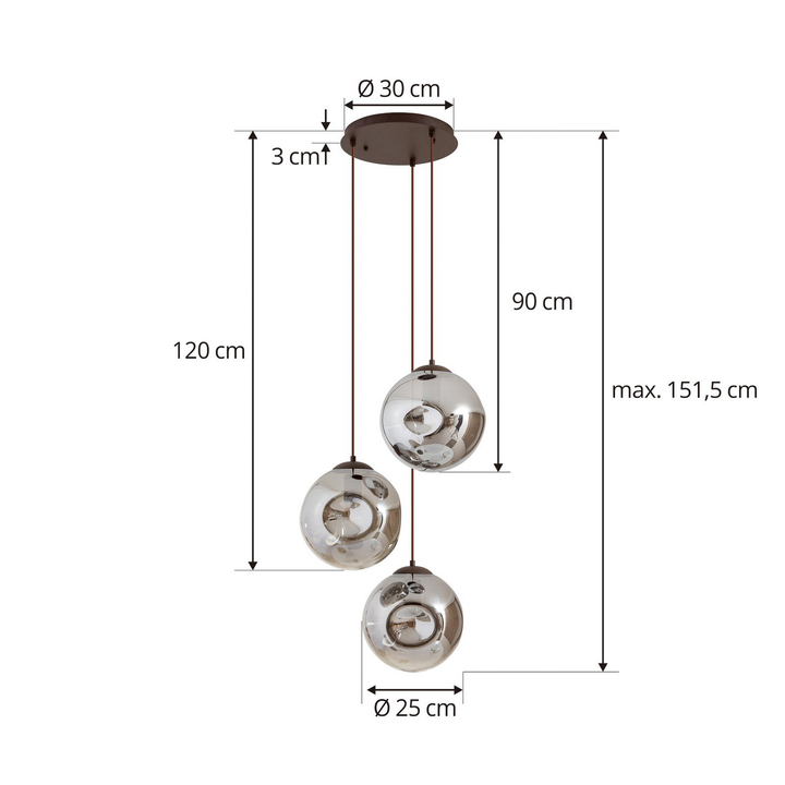 Lindby Hängeleuchte Valentina E27 ø 49cm Rauchgrau Glas Hängelampe Lampe Leuc72 B-Ware - 4251911774719