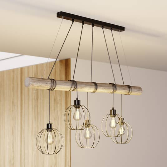 Euluna Hängeleuchte Karou Hängelampe Lampe Leuchte 5 Flammig E27 Grau Gebeizt B-Ware - 5905840217272