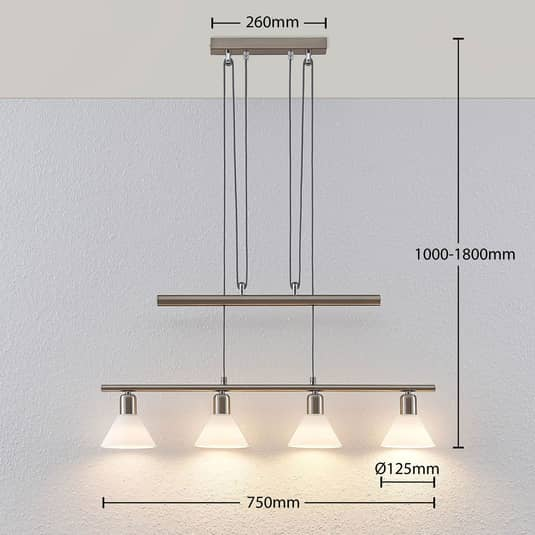 Lindby Höhenverstellbare Pendelleuchte Deko-Hängeleuchte E14 Delira 4-flg nickel