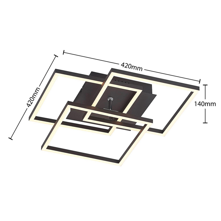 Lindby Qiana LED-Deckenlampe CCT Leuchte Lampe LED schwarz dimmbar Fernbedienung