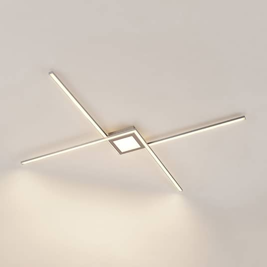 Lindby Ridia Deckenleuchte LED Deckenlampe Leuchte Lampe Wohnzimmerlampe nickel