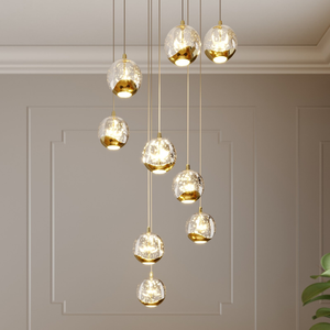 B-Ware Lucande Pendelleuchte Hängelampe Led Hayley Gold Glas Leuchte Lampe Beleuchtung