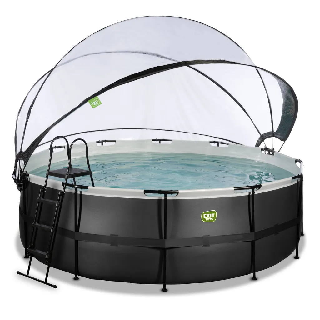 EXIT Aufstellpool Framepool-Set BlackLeather Style rund Ø 427 x 122 cm Pool159