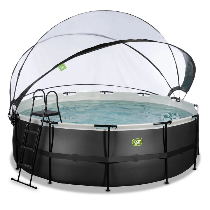 EXIT Aufstellpool Framepool-Set BlackLeather Style rund Ø 427 x 122 cm Pool159