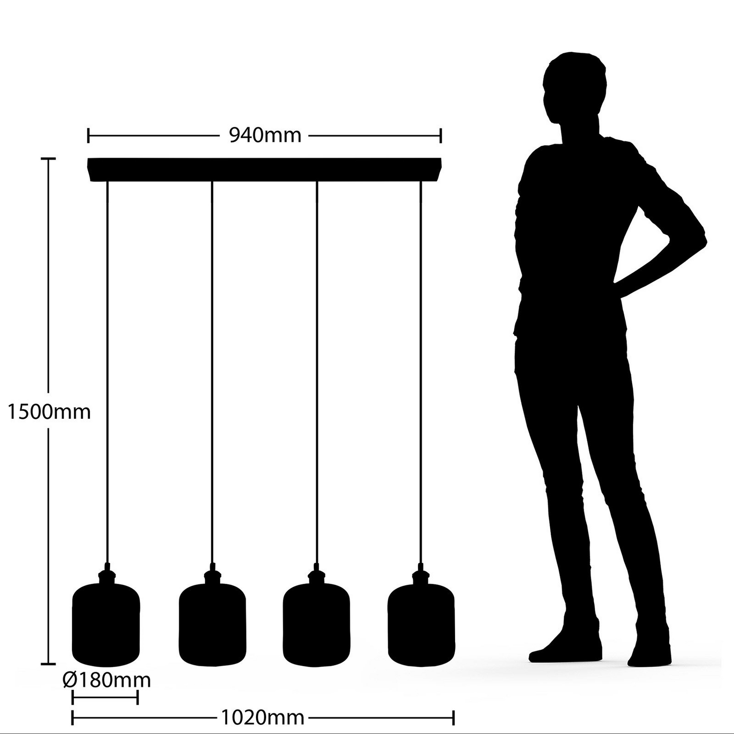 Lindby Tallinn Hängeleuchte Hängelampe Deckenlampe Küchenlampe Lampe E27 4 Flmg B-Ware - 4251096581218