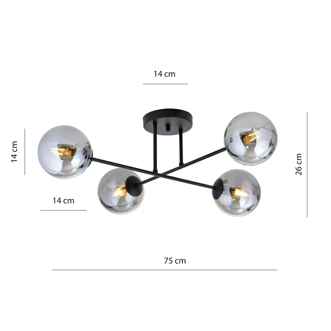 Euluna Deckenlampe Glassy gekreuzt schwarz grafit Deckenleuchte Lampe Leuchte