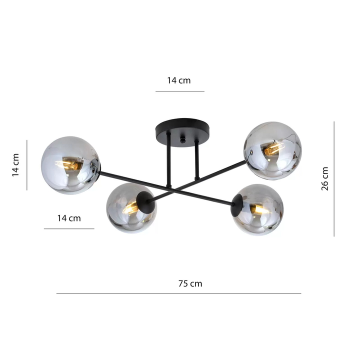 Euluna Deckenlampe Glassy gekreuzt schwarz grafit Deckenleuchte Lampe Leuchte