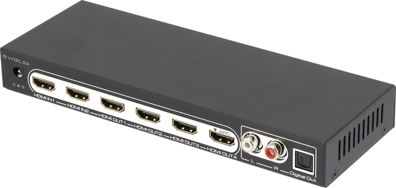 speaka-professional 4 Port HDMI-Splitter mit Fernbedienung Audio-Port 3840x2160