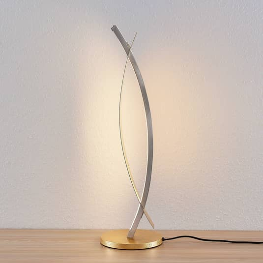 Lucande LED-Tischleuchte Marija Schreibtischlampe Deko-Bürotischlampe Gold-Op74
