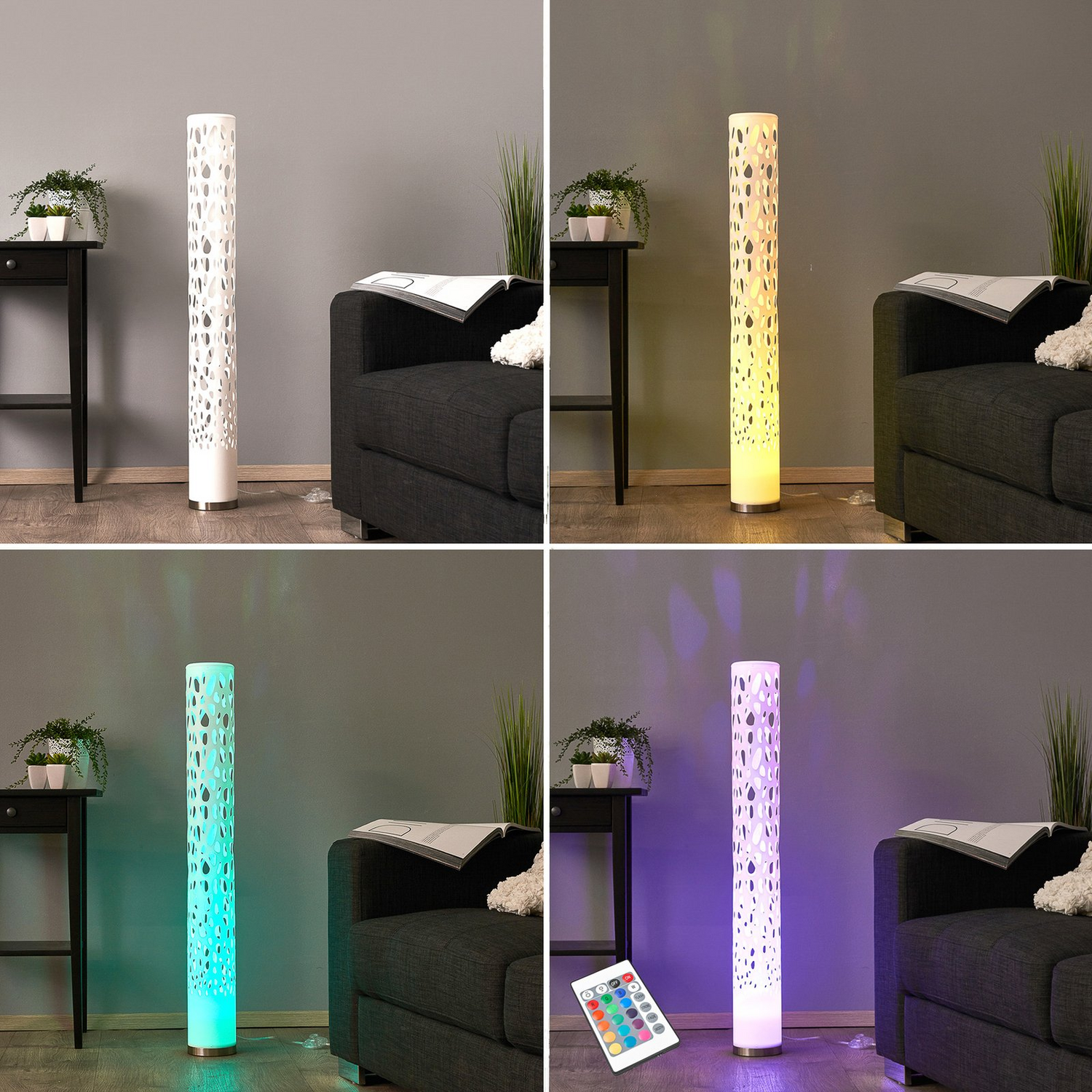 B-Ware Elc Craig Stehleuchte Stehlampe Standleuchte Lampe Mit Fernbedienung Rgb Weiß