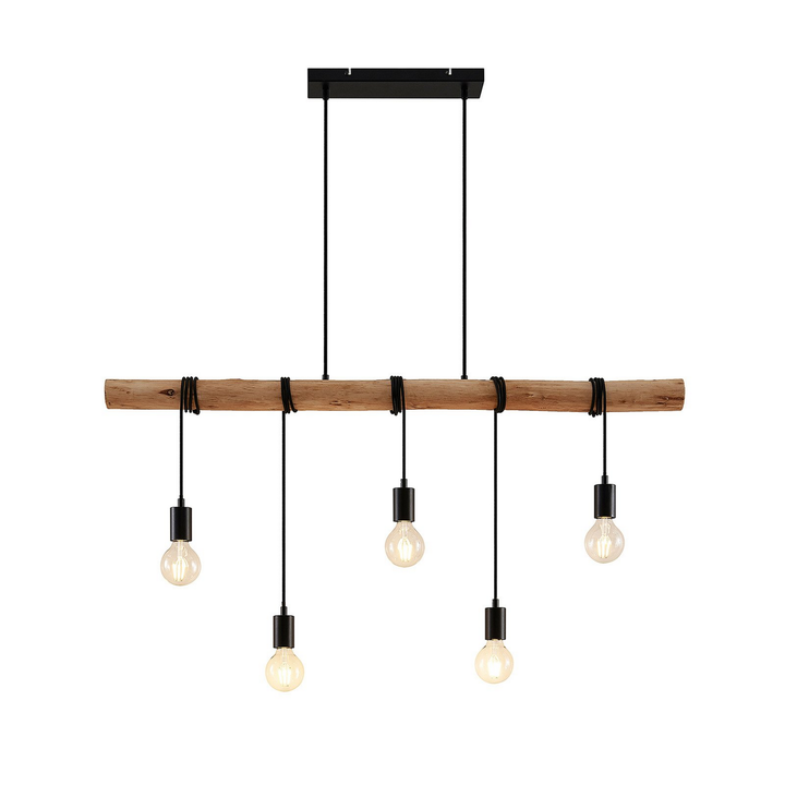 Lindby Rom Hängeleuchte Hängelampe Pendelleuchte Leuchte Holzbalken 5 Flammig663 B-Ware - 4251096581171