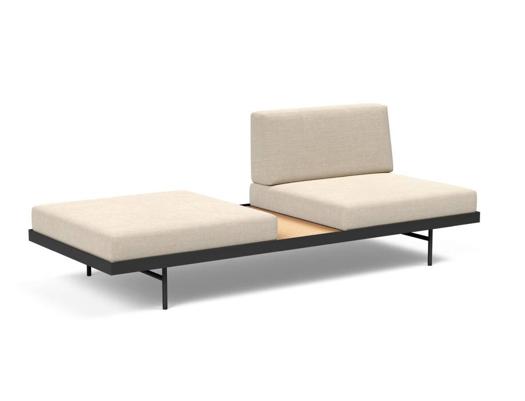 Innovation Puri Tagesbett Sofa Couch Bett Stoff 584 Argus Natural Tisch Walnuss