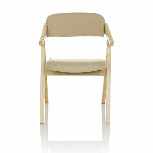 Hjh Office Besucherstuhl Klappstuhl Scandio Holzrahmen Beige Stoff  B-Ware