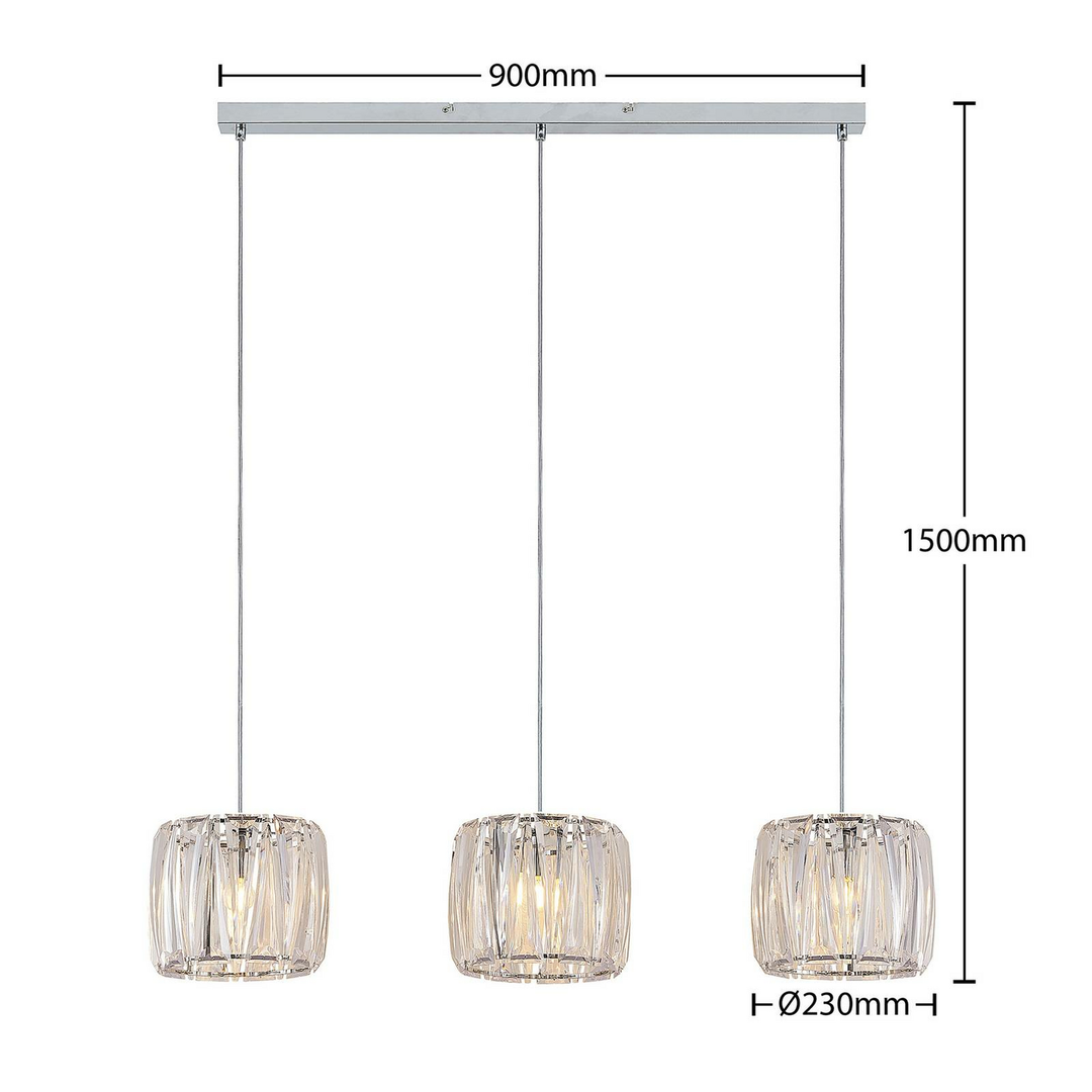 Lindby Sofia Balkenleuchte Pendelleuchte Deckenlampe Dreiflammig Klar Chrom488 B-Ware